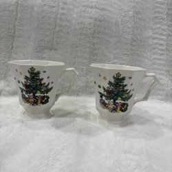 Two Vintage Nikko Christmas Tea Cups 