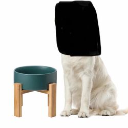 Elevated Dog Bowls for Large Dogs - Ceramic Raised Dog Bowl Stand - Dog Water Bowls and Food Dish - Heavy Weighted or No Tip Over Dog Comfort Food Bow