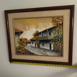 CUADRO ANTIGUO PINTURA DE OLE 25 X 21 PLGS