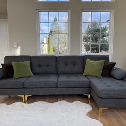 Never Used Gray Modular Sofa With Reversible Chaise