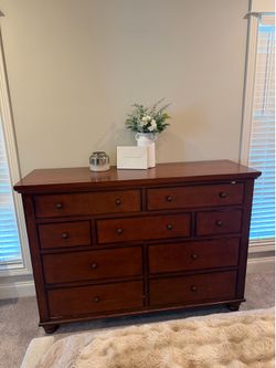 3-Piece Cherry Wood Bedroom Set: Dresser and 2 Nightstands