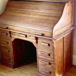 19th Century Oak Antique Roll-Top Desk