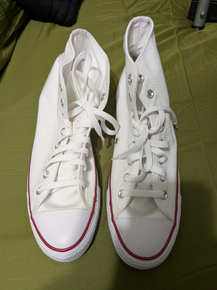 Converse High Top White Red/Blue Mens 9 Women's 11