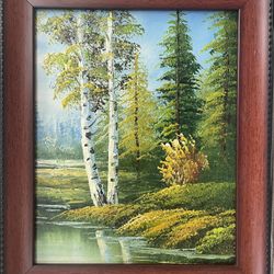 Vertical Landscape with Trees Oil Painting 