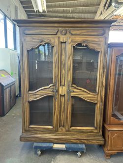 Antique Solid Oak Ornate Armoire