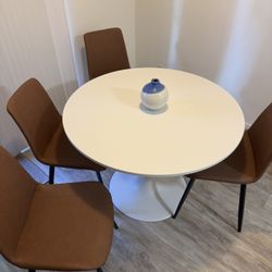 IKEA Table And Faux Leather Chairs
