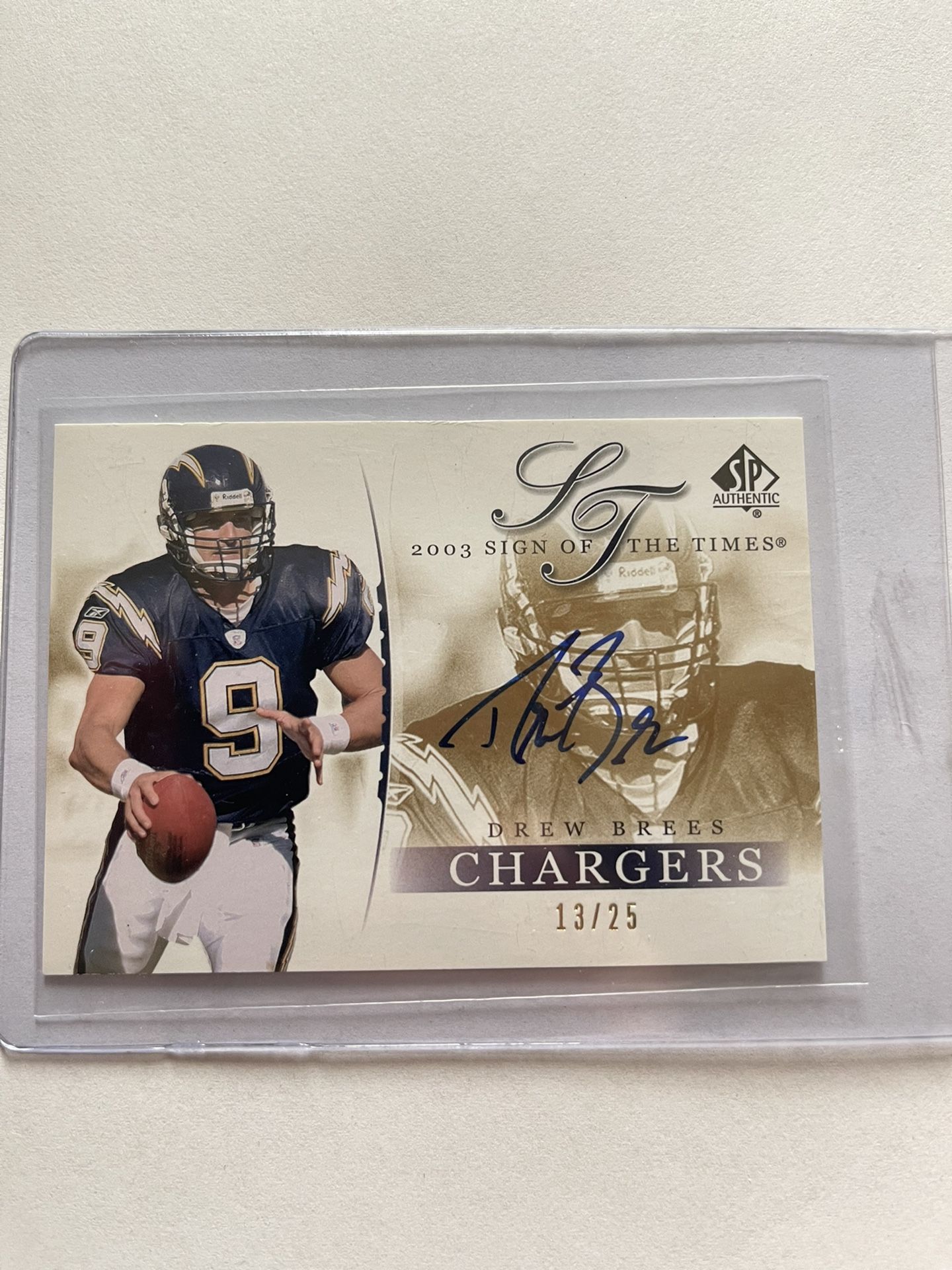 Drew Brees 2003 SP AUTHENTIC DREW BREES SIGN OF THE TIMES AUTOGRAPHED #13/25