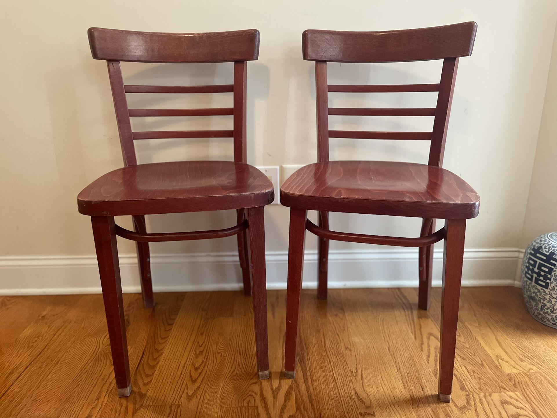Mahogany Wooden Ladder Back Chairs - Set of 6