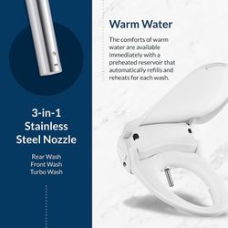 BioBidet Slim TWO Bidet Smart Toilet Seat with Night Light and Stainless Nozzle (Elongated)