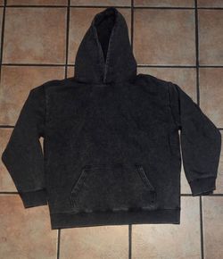 Plain black distressed faded hoodie size large