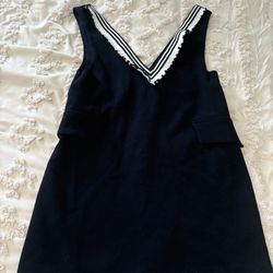 7m mix&match Black Striped V-Neck Mini Dress 160/84A