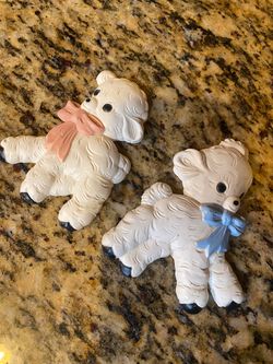 Vintage baby lamb wall plaque decoration 5 inch