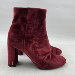 Saint Laurent YSL Velvet Loulou Ankle Boots Size 36.5