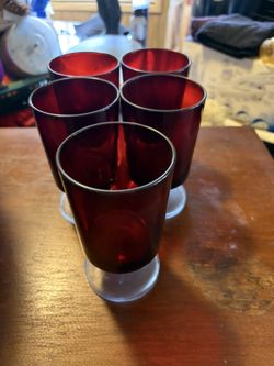 Vintage Ruby Red Footed Glasses