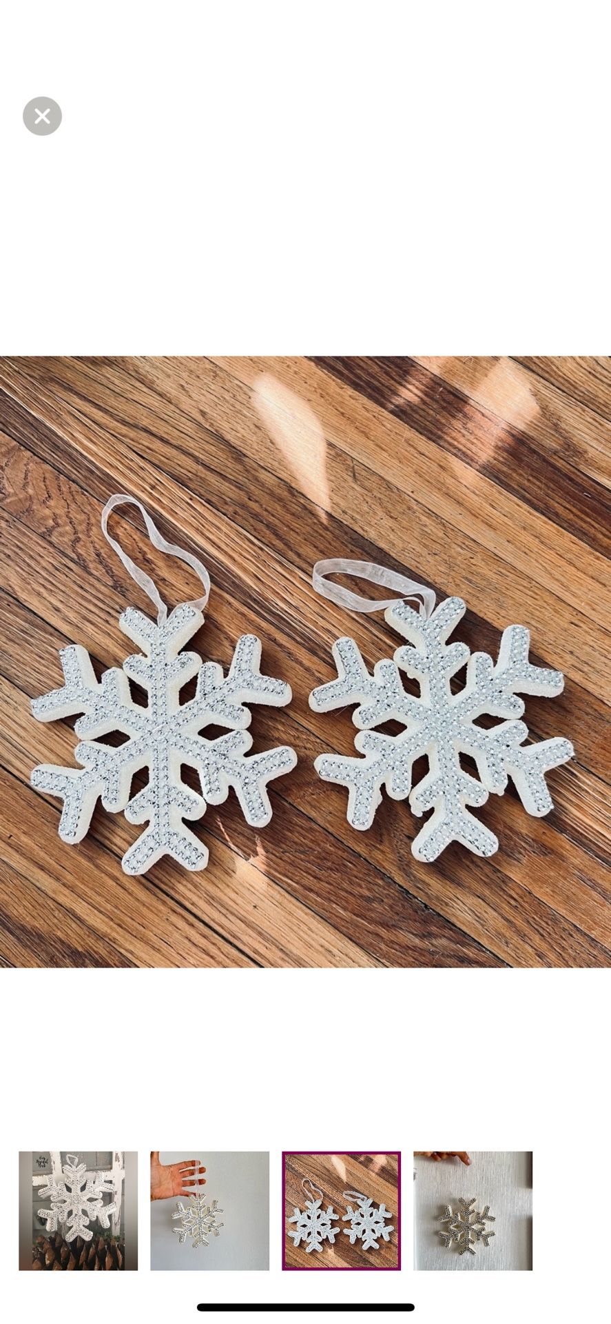 2-Pieces Rhinestones Christmas Snowflake Hanging Xmas Tree Ornament 6 Inches