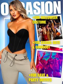 Women's sweetheart corset, sexy concert outfit, strapless crop top, overbust bustier