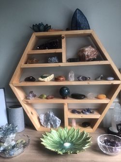 Hexagon Wood Shelf Shelfs Hand Made