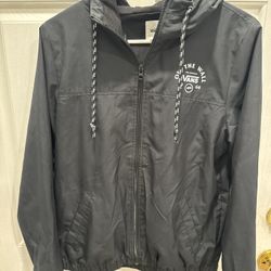 Vans Jacket Men’s Or Women’s Small Black Hooded Windbreaker Skate Surf