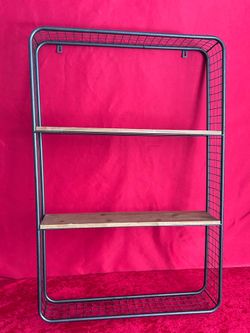 Wall Hanging Shelf Wire Wood Industrial Decor