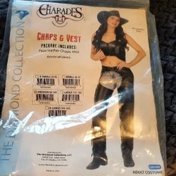 Charades womens Faux-leather Chaps and Vest(M- 8-10)