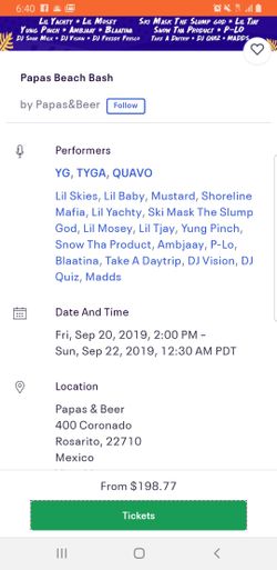 2 GA tickets PAPAS BEACH BASH