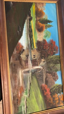 Country scene house and barn