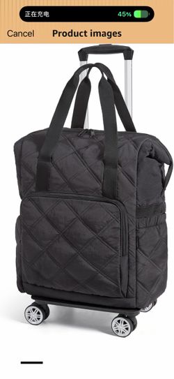 BAGSMART 35L Rolling Duffle Bag with Wheels, Detachable Wheels Detachable Base, Carry on Travel Bag with PVC Wet Pocket, 4 silent spinner wheels