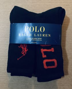 Polo Long Black Socks, Mens 5 Pairs