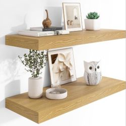 12" Deep Floating Shelves, 36 x 12 Inch Wall Mounted Floating Shelf, Invisible Brackets.Oak, 2 pack