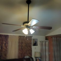 Ceiling Fan  W/lights 52" dark brown 5 blades.