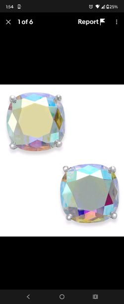 kate spade new york Silver-Tone Faceted Abalone Square Stud Earrings – 1/2”