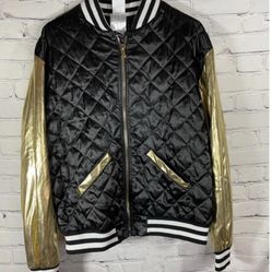 80s / 90s Rapper Hip Hop Costume Black Bomber Jacket, Adult Small, Halloween