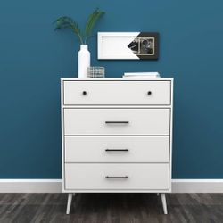 Modern White 4 Drawer Dresser