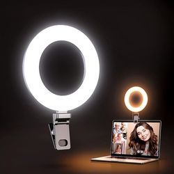 Video Conference Lighting, 6.5" Clip on Ring Light for Computer Laptop