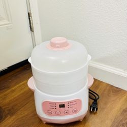 Electric Stew Pot Timing Slow Cooker with Steamer Ceramic Pot Capacity 1L New Condition in Box