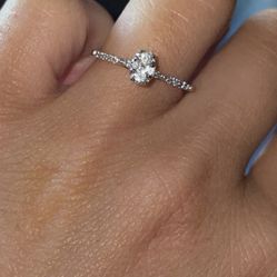 Sterling Silver Diamond Promise Ring – Size 6.5