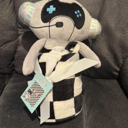 HuggaBuddies Robot Plush Toy and Blanket set.