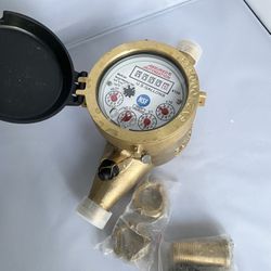 1/2” Water Meter: Lead Free Brass, NSF Certified, Multi-Jet, Gallons (Horizontal Installation)