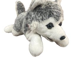 Vintage Large Realistic Plush Husky Dog Wolf Stuffed Animal 24”