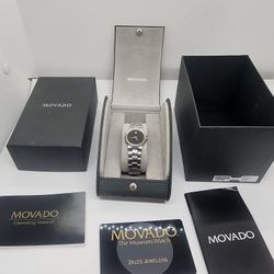 Movado Museum Ladies Watch with Black Dial & New Sapphire Crystal, 24mm Case with Original Box