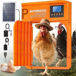 Upgrade Door Opening, Automatic Chicken Coop Door, Solar Powered Chicken Coop Door, Light Sensor&Timer, Remote Control, Multiple Power Options with So