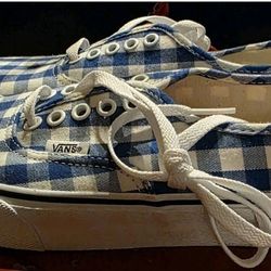 Vans Men's Size 7.0 Checkered Blue Gingham Lace Up Sneakers New With Tags