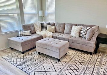 Gray chenille sectional couch