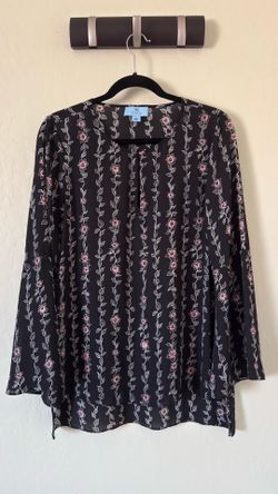 CeCe Floral Print Long Sleeve Blouse