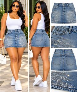 Rhinestone Embellished Denim Mini Skirt