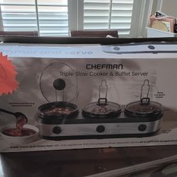 Chefman Triple Slow Cooker & Buffet Server