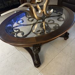 Moving Sale! El Dorado Furniture Coffee Table + Gold Centerpiece Decor.