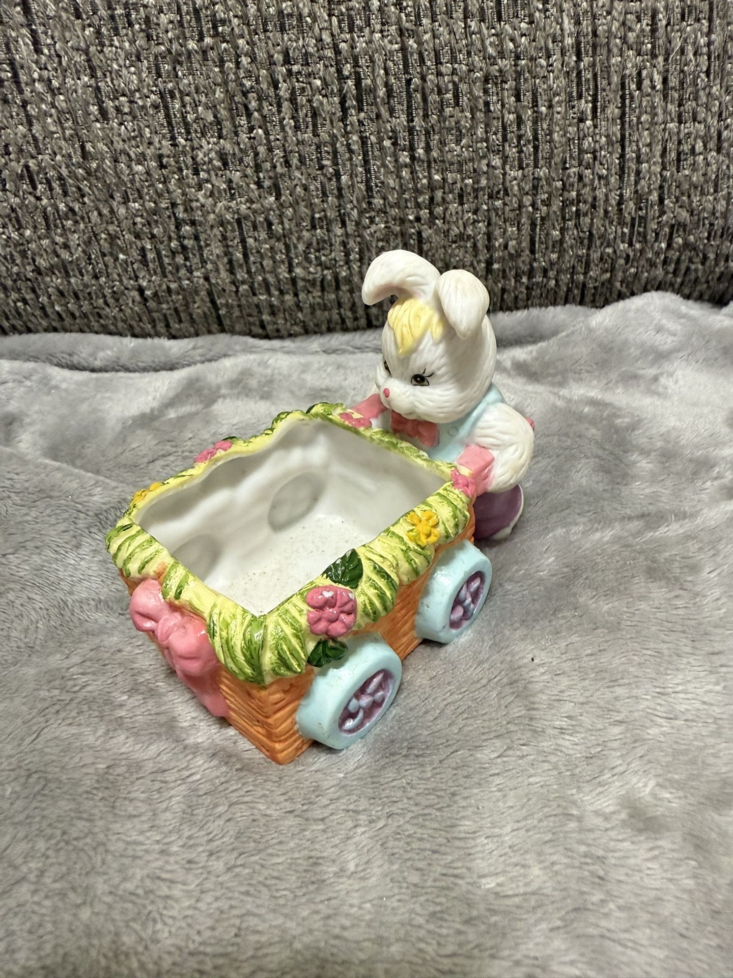 Vintage Easter Bunny With A Cart Egg Holder China Porcelain