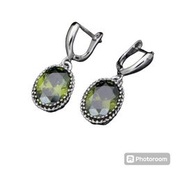 925 Sterling Silver Olive Green Earrings For Women [EAR235]