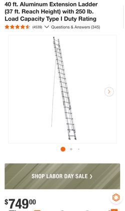 Werner 40ft extension Ladder with 37ft reach